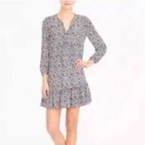 J Crew Relaxed Fiery Sunset Floral Print Shift Dress Flounce Hem Size S